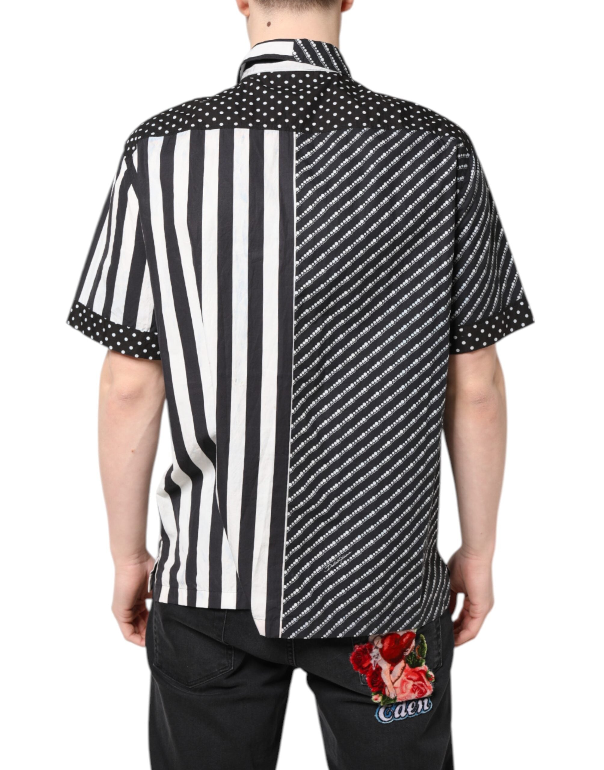 Dolce & Gabbana black and white striped button down casual shirt